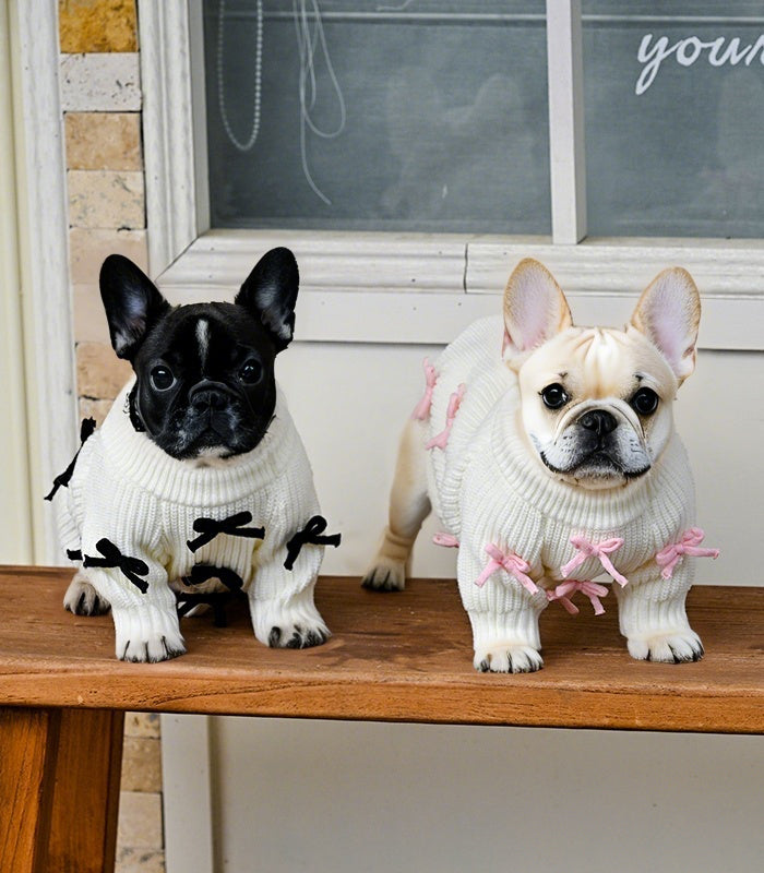 Black Bow-3D Motif Pet Sweater