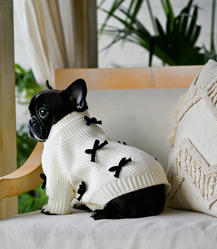 Black Bow-3D Motif Pet Sweater
