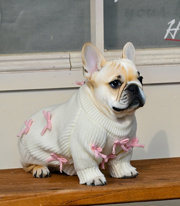 Pink Bow-3D Motif Pet Sweater