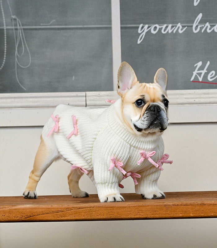 Pink Bow-3D Motif Pet Sweater
