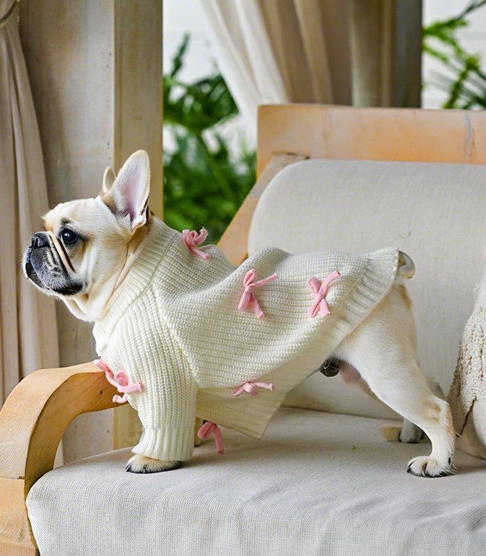 Pink Bow-3D Motif Pet Sweater